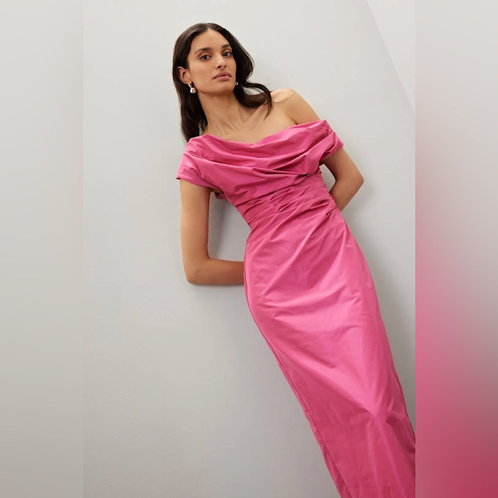 STAUD Pink Off-Shoulder Maxi Dress